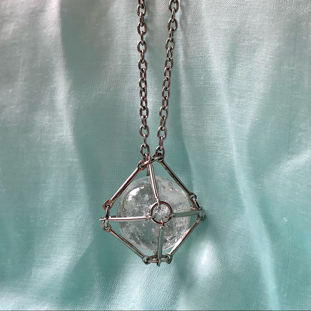 Genuine Caged Quartz Crystal Ball Necklace 🔮 - Picture 3 of 7